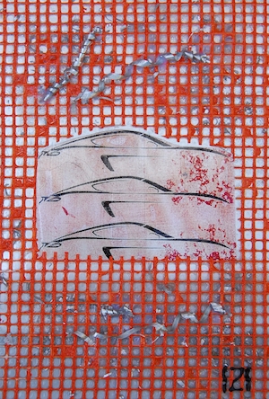 collage, acryl auf aluminiumplatte mit alu-spänen von jürgen zerrer