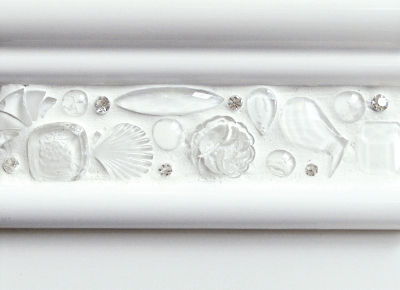Schmuckbordüre 5 cm , weiße Glasschmucksteine, SS 40 crystal, asfour crystal, weiß ausgefugt, Aussen-und Innenbordüre aus Keramik